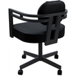 Pemberly Row Swivel Metal Dining Caster Chair in Black Vinyl with Gray
