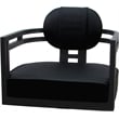 Pemberly Row Swivel Metal Dining Caster Chair in Black Vinyl with Gray