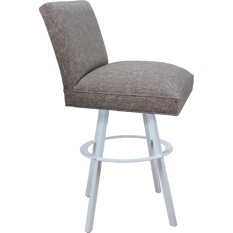Pemberly Row Set of 3 Extra Tall Swivel Metal Stools in Gray with White