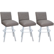 Pemberly Row Set of 3 Extra Tall Swivel Metal Stools in Gray with White