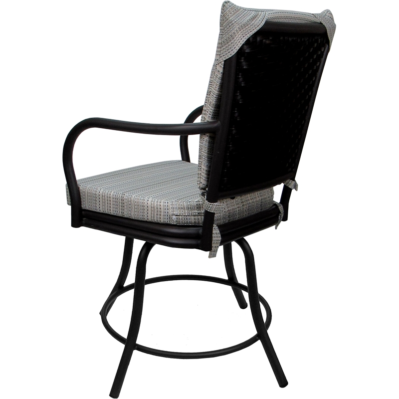 Pemberly Row Patio Dining Chair - Arms in Natural Cream & Black