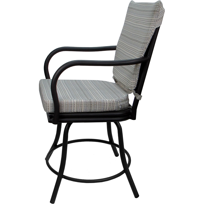 Pemberly Row Patio Dining Chair - Arms in Natural Cream & Black