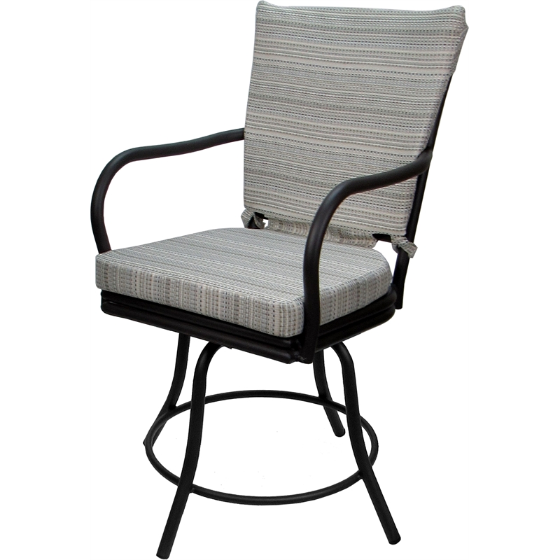 Pemberly Row Patio Dining Chair - Arms in Natural Cream & Black