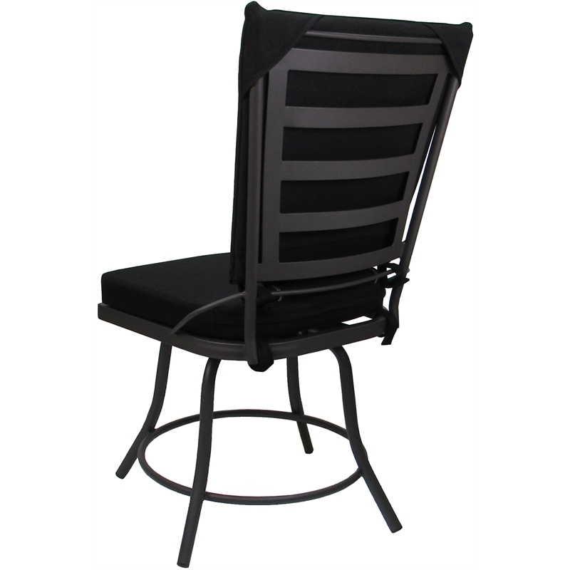 Pemberly Row Outdoor or Indoor Patio Dining Chair - without Arms in Black & Gray