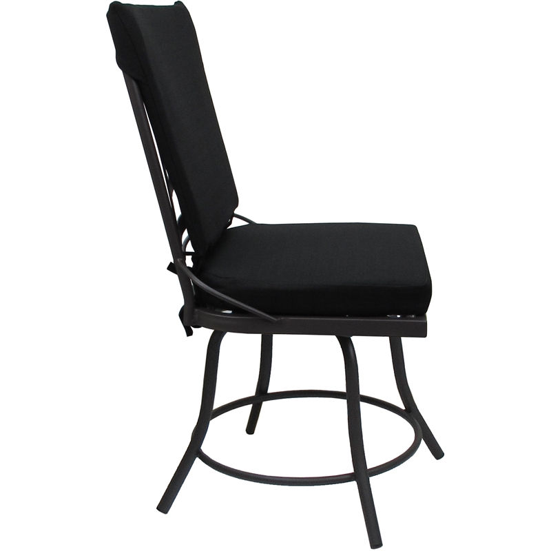 Pemberly Row Outdoor or Indoor Patio Dining Chair - without Arms in Black & Gray
