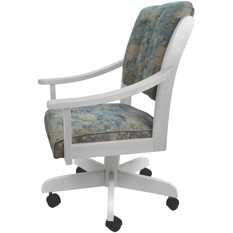 Pemberly Row Caster Solid Wood Dining Chair in Poet Sky Blue on White