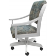 Pemberly Row Caster Solid Wood Dining Chair in Poet Sky Blue on White