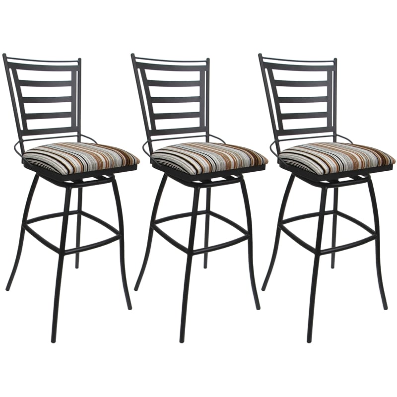 Pemberly Row Set of 3 Extra Tall Stools - Armless in Nutmeg & Gray