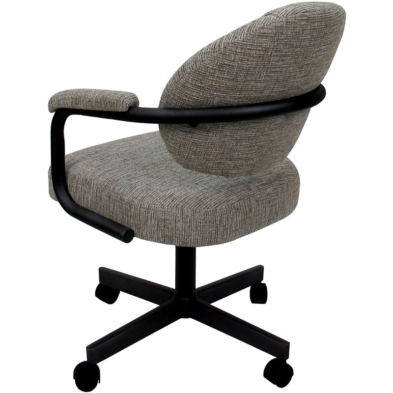 Pemberly Row Swivel Metal Dining Caster Chair in Khaki with Black