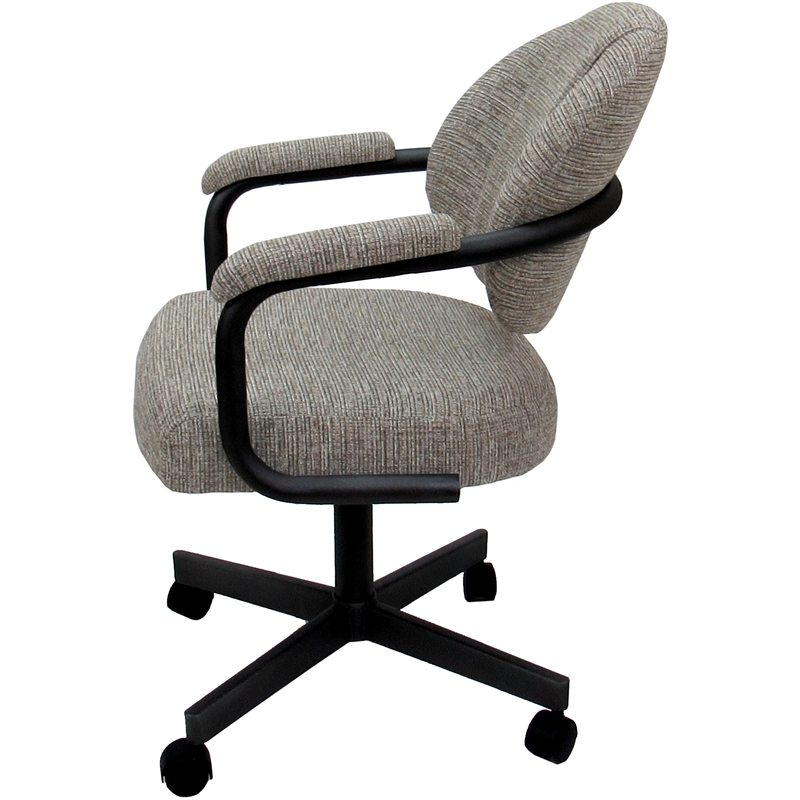 Pemberly Row Swivel Metal Dining Caster Chair in Khaki with Black