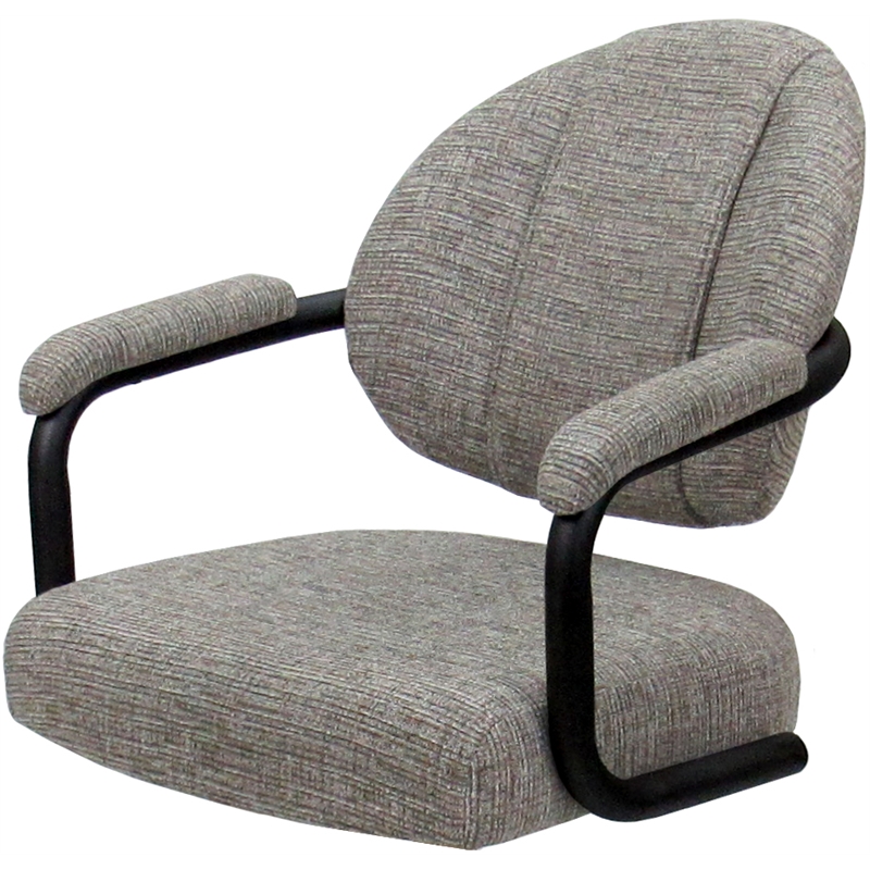 Pemberly Row Swivel Metal Dining Caster Chair in Khaki with Black