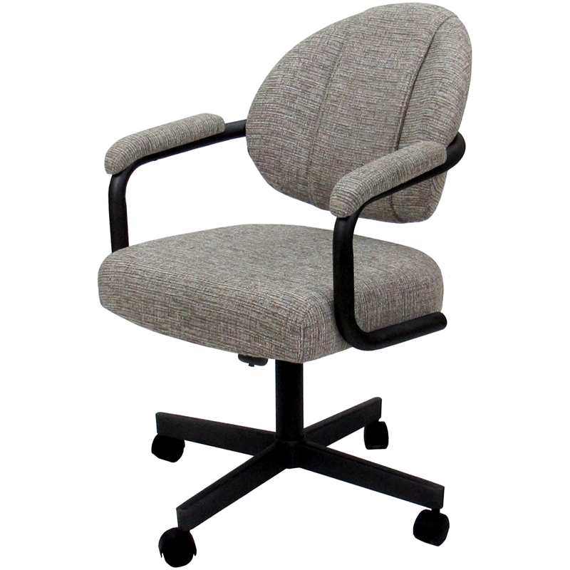 Pemberly Row Swivel Metal Dining Caster Chair in Khaki with Black
