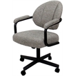 Pemberly Row Swivel Metal Dining Caster Chair in Khaki with Black