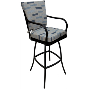 Pemberly Row Outdoor or Indoor 30&quot Bar Stool in Blue Beige with Black