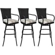 Pemberly Row Set of 3 Outdoor Indoor Counter Stools in White with Black