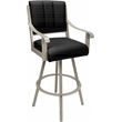 Pemberly Row Leather Swivel Metal Bar Stool 30