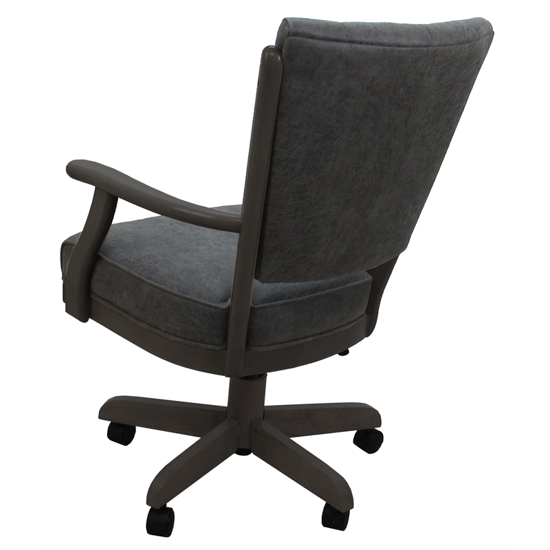 Pemberly Row Caster Solid Wood Dining Chair in Elk Charcoal with Dark Grey