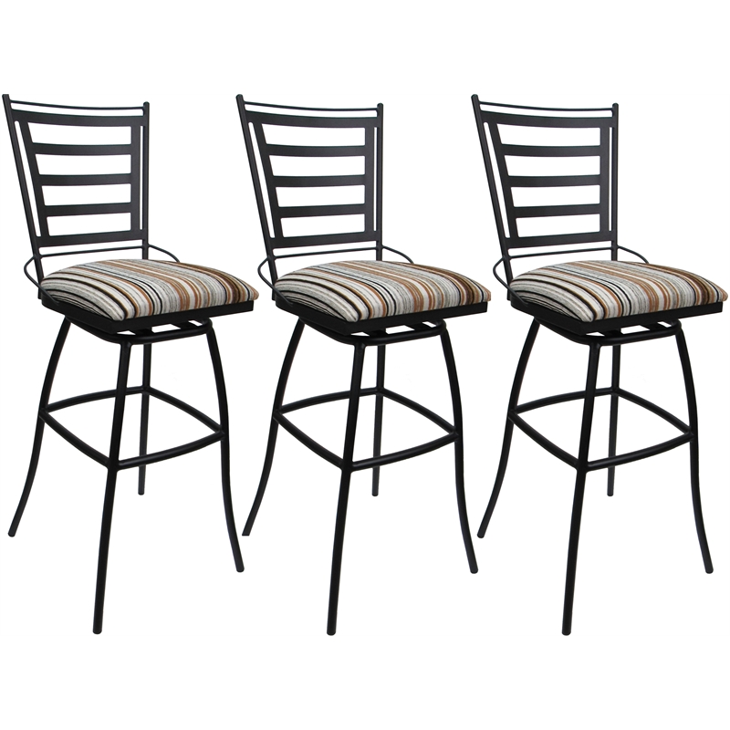 Pemberly Row Set of 3 Extra Tall Stools -Armless in Nutmeg & Black