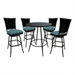 Pemberly Row 5-Piece Outdoor/Indoor Pub Set in Aqua Blue & Black