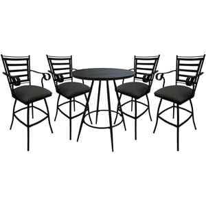 Pemberly Row Outdoor/Indoor Pub Set in 30&quot Stool and Arms-Dark Gray -Black Frame