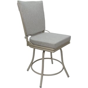 Pemberly Row Patio Dining Chair - without Arms in White Linen & Beige
