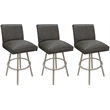Pemberly Row Set of 3 Swivel Metal Counter Stools -Elk Charcoal in Beige