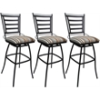 Pemberly Row Set of 3 Outdoor Indoor Counter Stools - Armless in Nutmeg & Black
