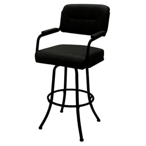 Pemberly Row Swivel Counter Metal Bar Stool 26&quot Seat in Black Vinyl with Black