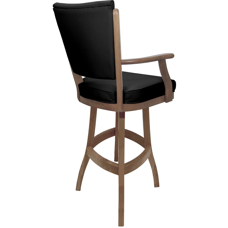 Pemberly Row Leather Extra Tall Solid Wood Bar Stool 34