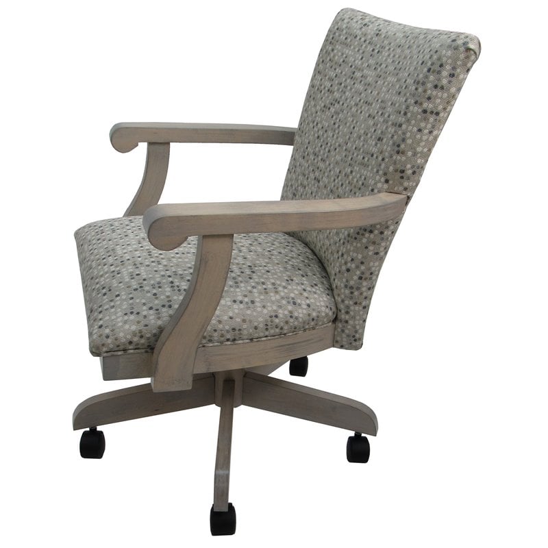 Pemberly Row Swivel Dining Caster Chair Plus and Wheels in Spring Mix Gray & Oak