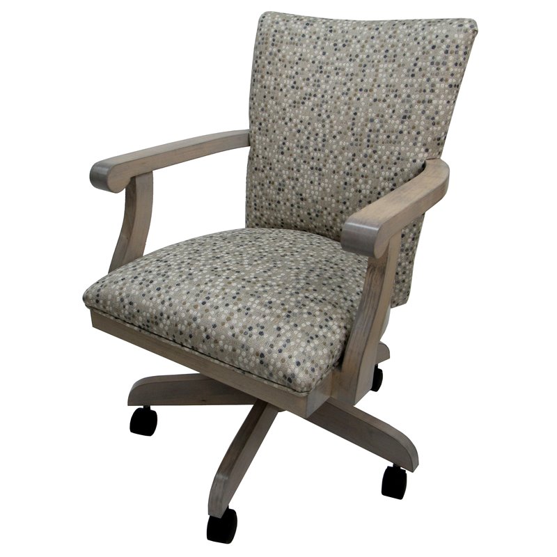 Pemberly Row Swivel Dining Caster Chair Plus and Wheels in Spring Mix Gray & Oak