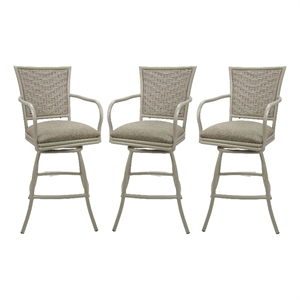 Pemberly Row Set of 3 in 34&quot Swivel Bar Stool and Knobbly Taupe on Beige