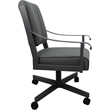 Pemberly Row Leather Dining Caster Chair Swivel Tilt in Gray Leather on Gray