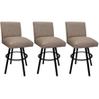 Pemberly Row Set of 3 Extra Tall Swivel Metal Stools in Beige with Black