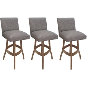 Pemberly Row Set of 3 Swivel Wood Counter Stools 26&quot -Gray in Cashew