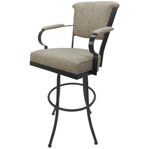 Pemberly Row Extra Tall 34&quot Metal Bar Stool on Noam Base in Grey