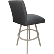Pemberly Row Set of 3 Extra Tall Swivel Metal Stools in Gray Vinyl with Beige