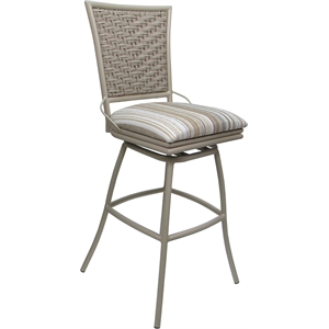 Pemberly Row Outdoor Indoor Extra Tall Stool - Armless in White with Beige