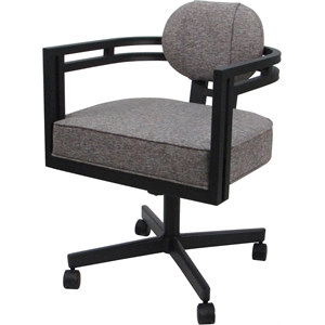 Pemberly Row Swivel Metal Dining Caster Chair in Gray with Black