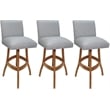 Pemberly Row Set of 3 Extra Tall Swivel Wood Stools in Slate with Honey