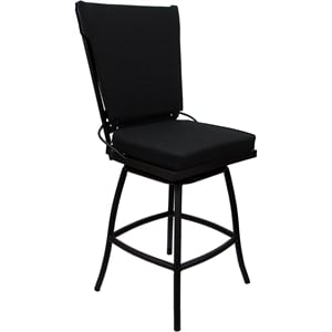 Pemberly Row Outdoor or Indoor Counter 26&quot Bar Stool - Armless in Black & Black