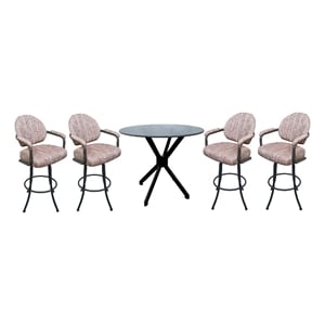 Pemberly Row Crackle Glass Metal Pub Set - 30&quot Swivel Bar Stools in & Black