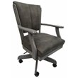 Pemberly Row Swivel Wood Dining Caster Chair on Wheels in Iron Gray with Gray