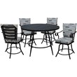 Pemberly Row Outdoor/Indoor Patio Dining Set in Blue Beige with Black