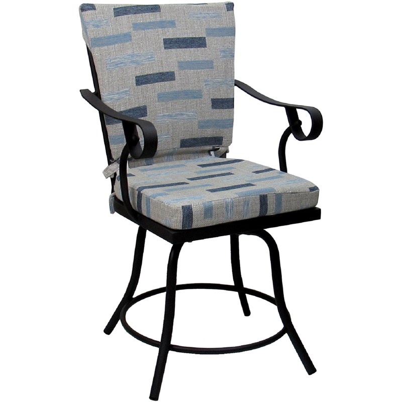 Pemberly Row Outdoor/Indoor Patio Dining Set in Blue Beige with Black