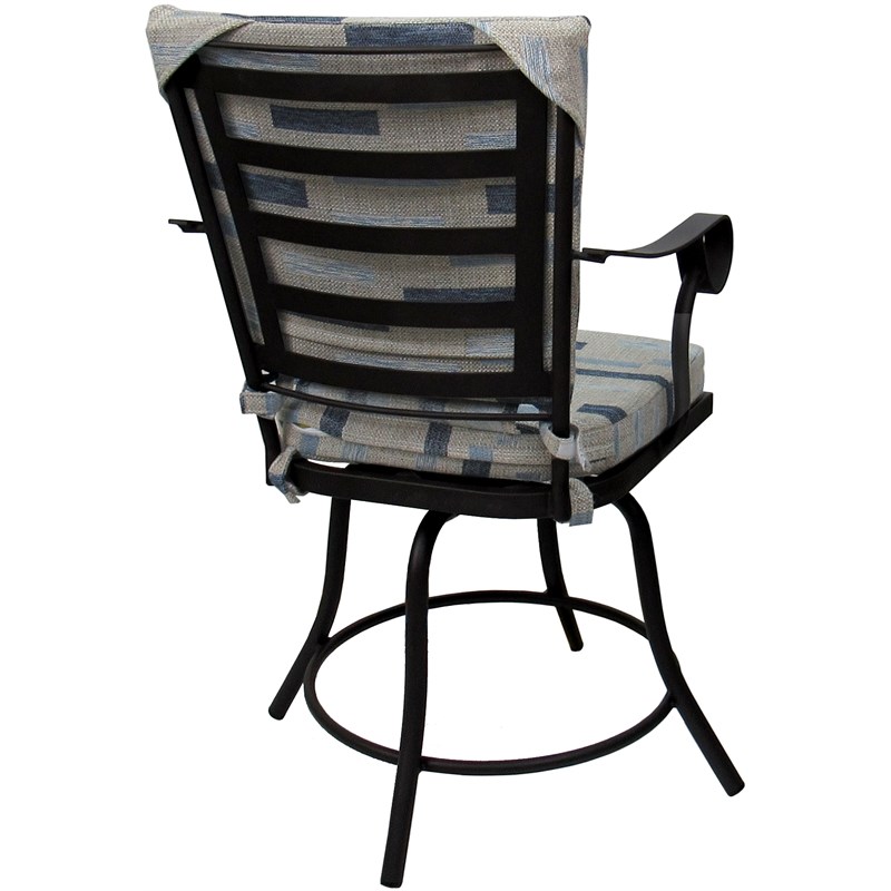 Pemberly Row Outdoor/Indoor Patio Dining Set in Blue Beige with Black