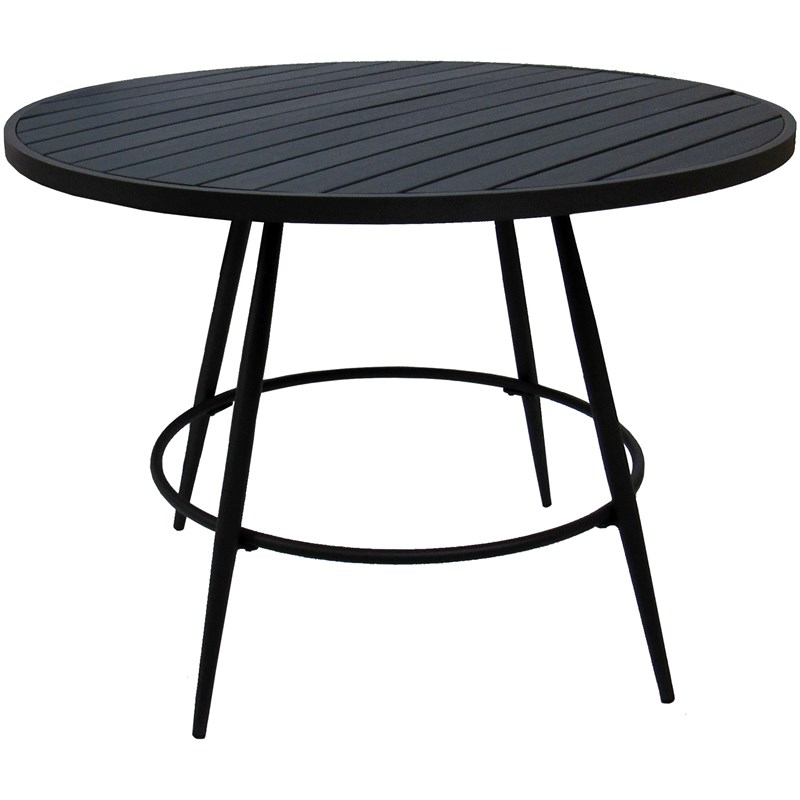 Pemberly Row Outdoor/Indoor Patio Dining Set in Blue Beige with Black