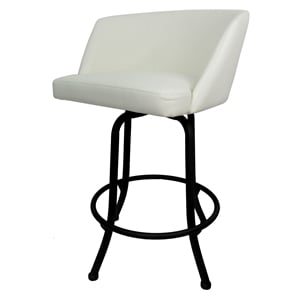 Pemberly Row Swivel Bar Stool 30&quot Seat in White Vinyl with Black Metal Base