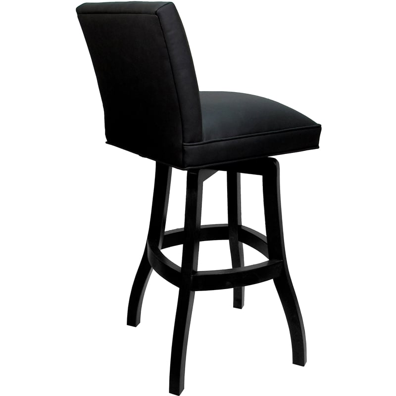 Pemberly Row Set of 3 Extra Tall Swivel Wood Stools in Black Vinyl with Black