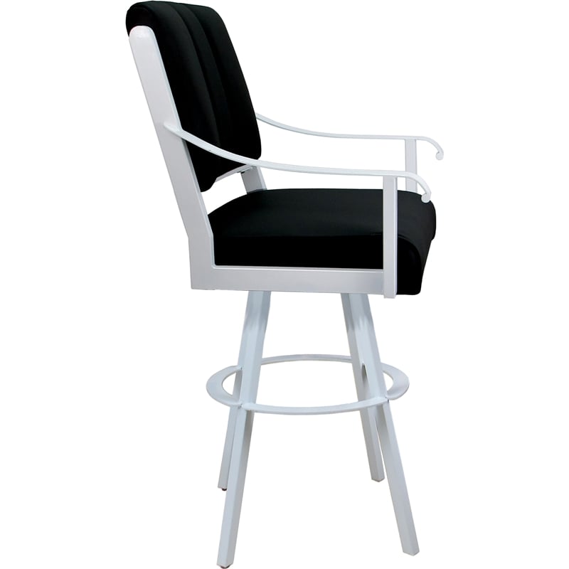 Pemberly Row Leather Swivel Metal Bar Stool 30
